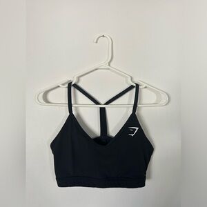 Gymshark Womens XS V-Neck Sports Bra Black Low Support Elastic Straps